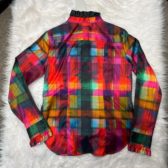 HINSON WU SHIRT ATHENA LONG SLEEVE SATIN FESTIVE PLAIN PRINT SHIRT SIZE 6 - Picture 8 of 8